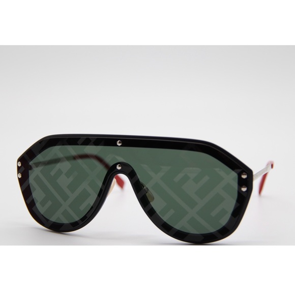 NEW FENDI FF M0039/G/S 807 BLACK SHIELD SUNGLASSES - Picture 4 of 11